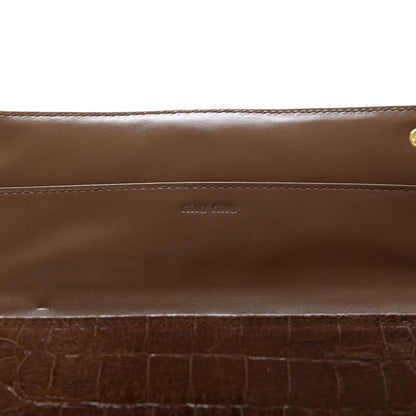 Miu Miu Embossed Crocodile Continental Wallet Tobacco 6 of 7