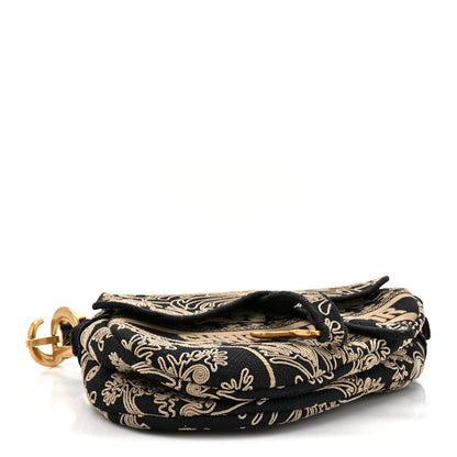 Christian Dior Canvas Embroidered Ornamental Cornely Saddle Bag Black Beige 4 of 10