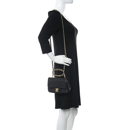 Chanel Lambskin Quilted Mini Logo Flap With Handle Black 2 of 11