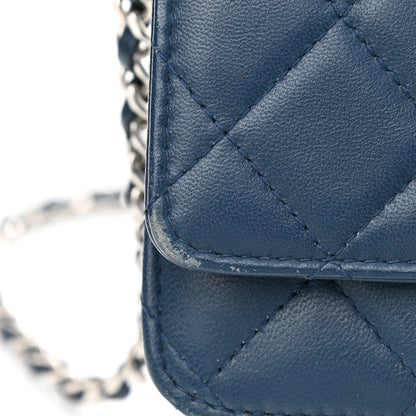 Chanel Lambskin Quilted Wallet On Chain WOC Blue 13 of 15