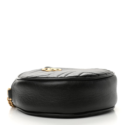 Gucci Azalea Calfskin Matelasse Heart Mini GG Marmont Round Shoulder Bag Black 4 of 12