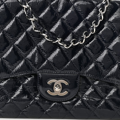 Chanel Crinkled Patent Quilted Jumbo Single Flap Dark Navy 8 of 10