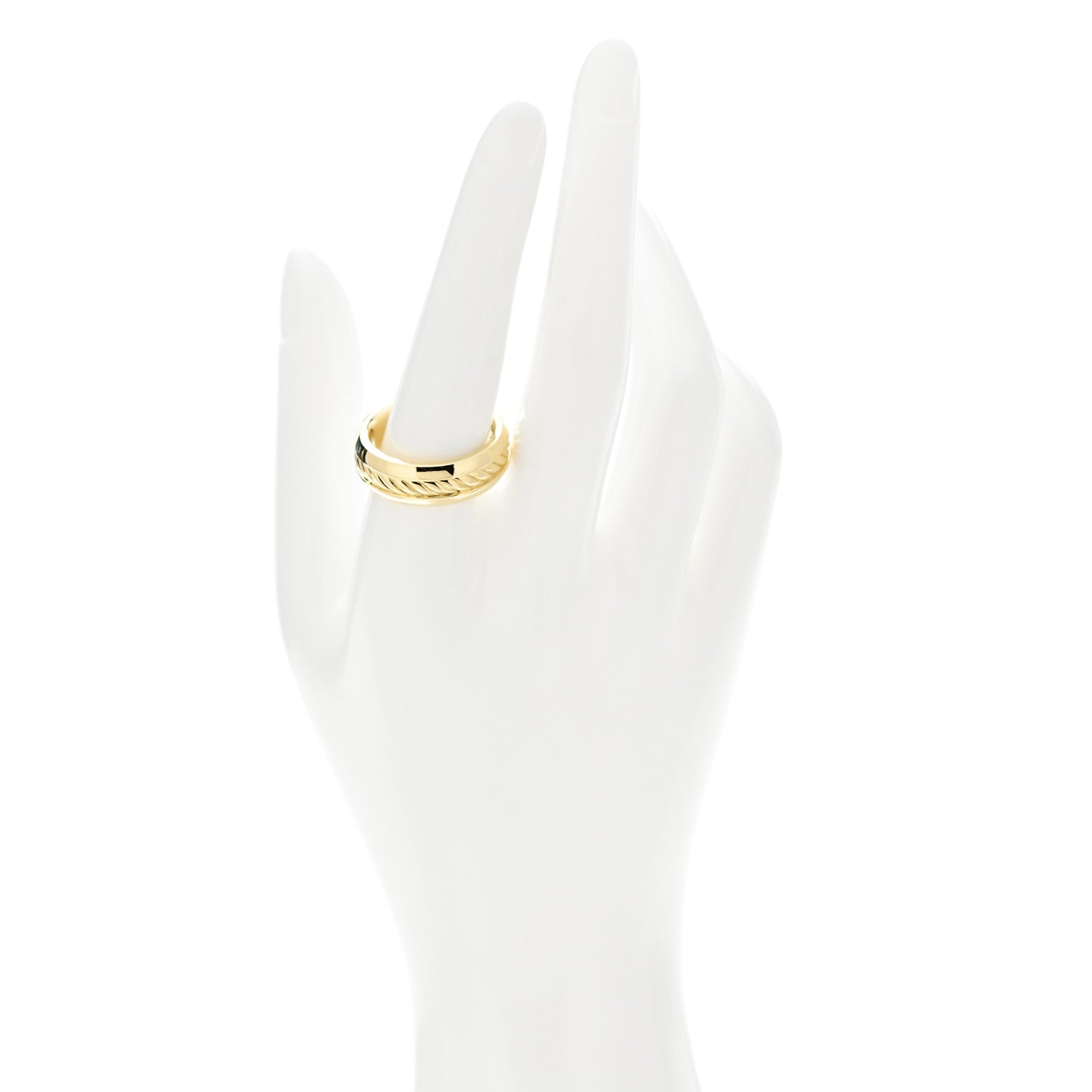David Yurman 18K Yellow Gold 8mm Cable Classics Inset Band Ring 60 9 2 of 5