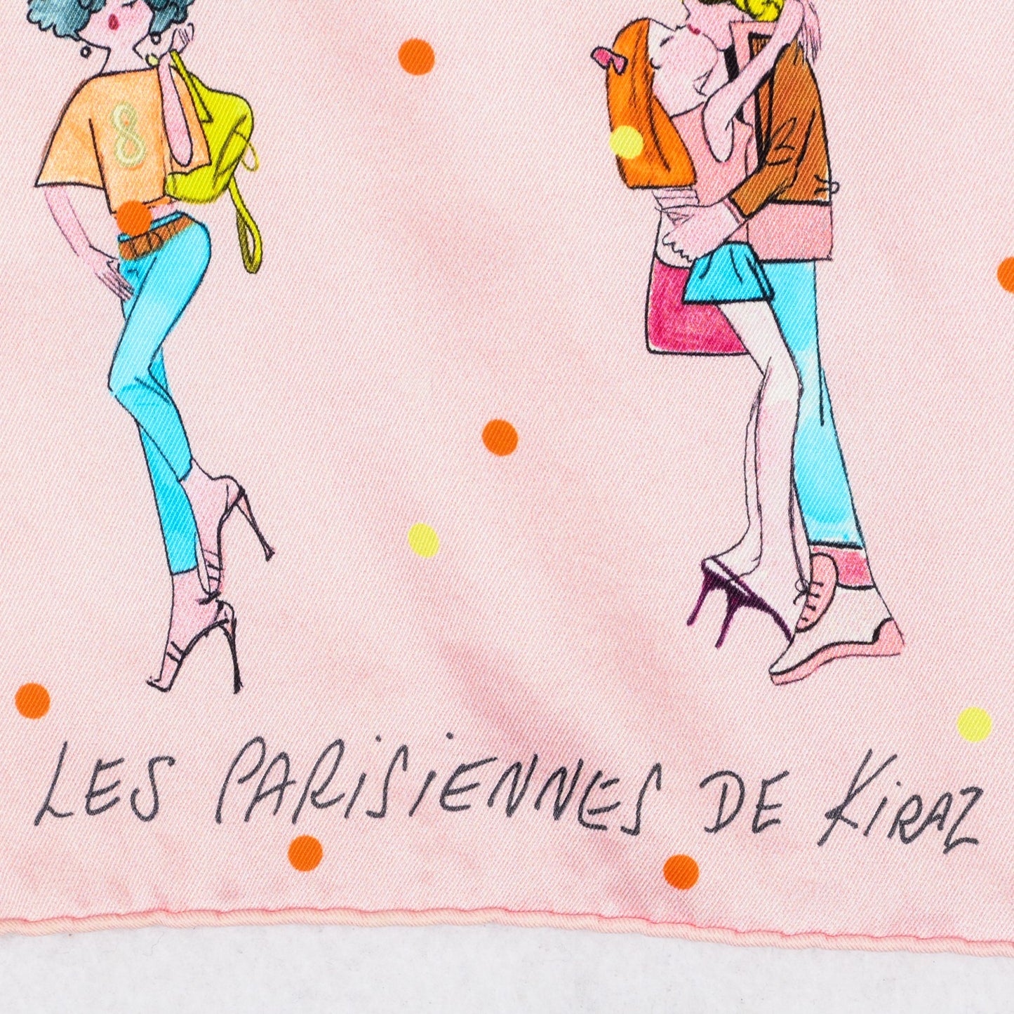 Silk Les Parisiennes Scarf 70 Rose Pale Turquoise Vert