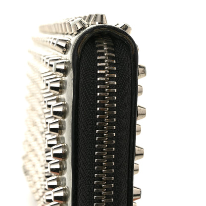 Christian Louboutin Metallic Patent Panettone Spiked Zip Around Wallet Silver 10 of 12