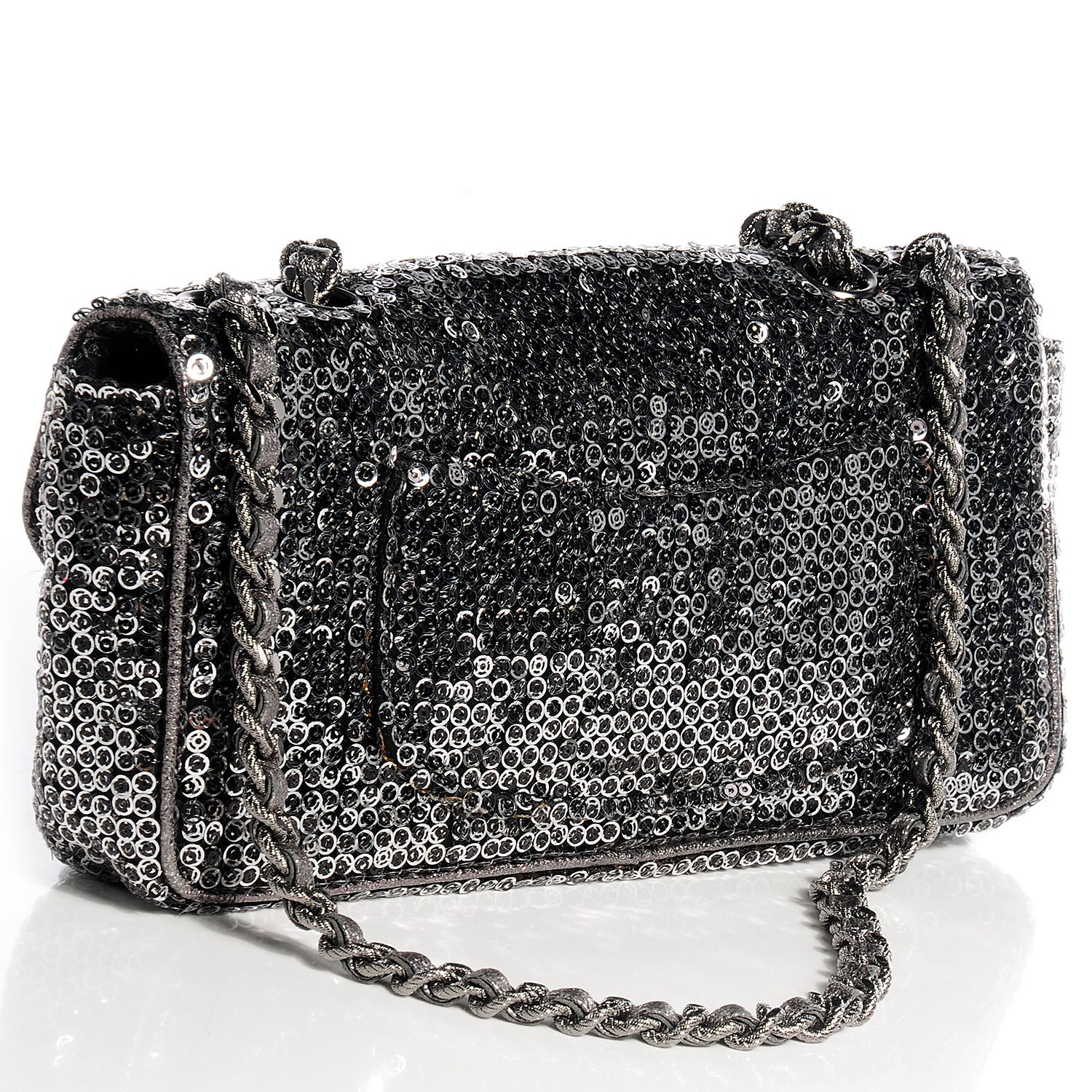 Chanel Sequin East West Flap Dark Silver 3 of 8