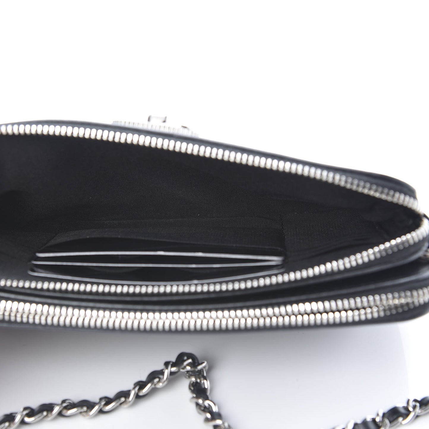 Caviar Quilted Small Vintage Mademoiselle Clutch With Chain Black