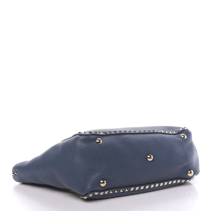 Valentino Garavani Pebbled Calfskin Medium Rockstud Tote Peacock 4 of 9