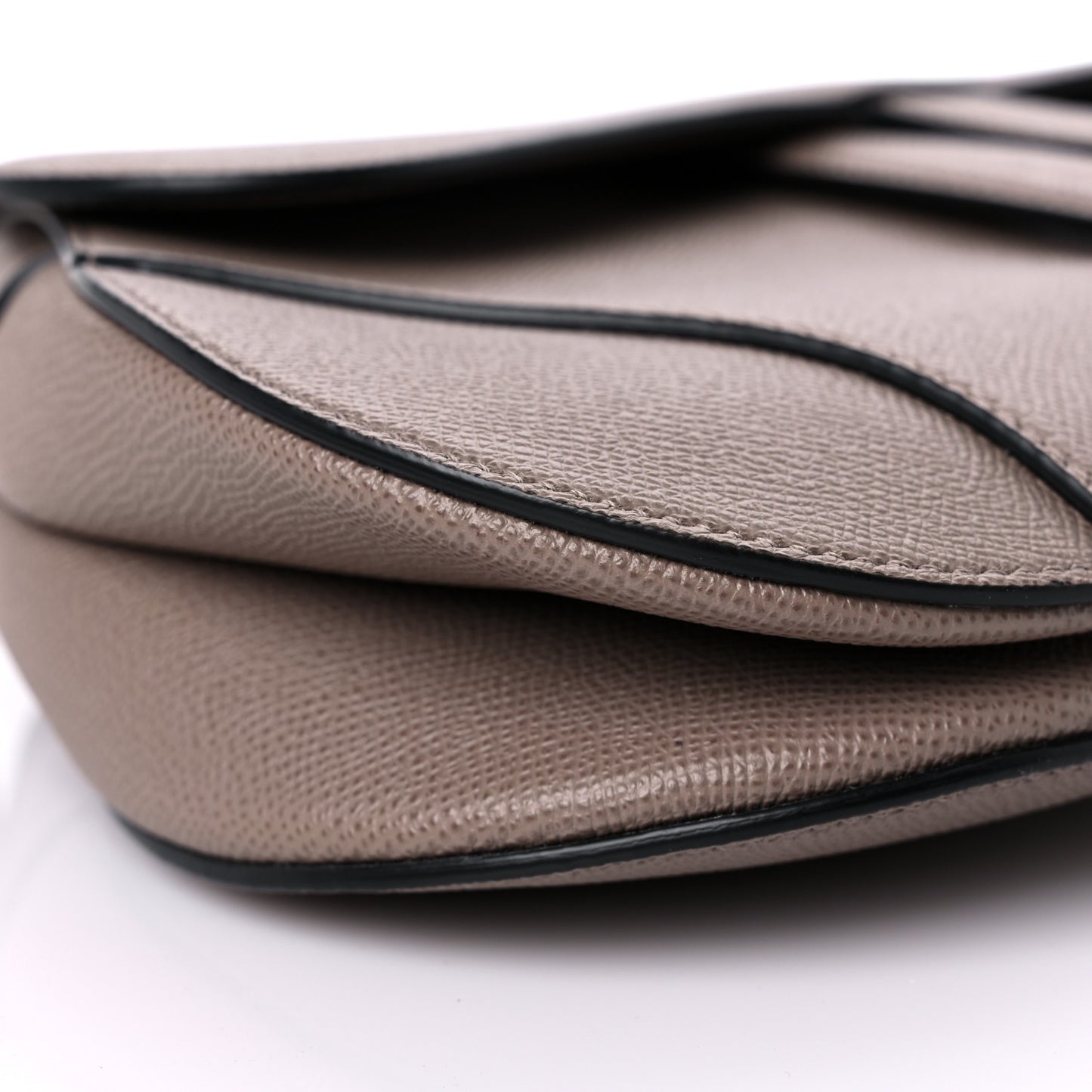 Grained Calfskin Saddle Bag Warm Taupe