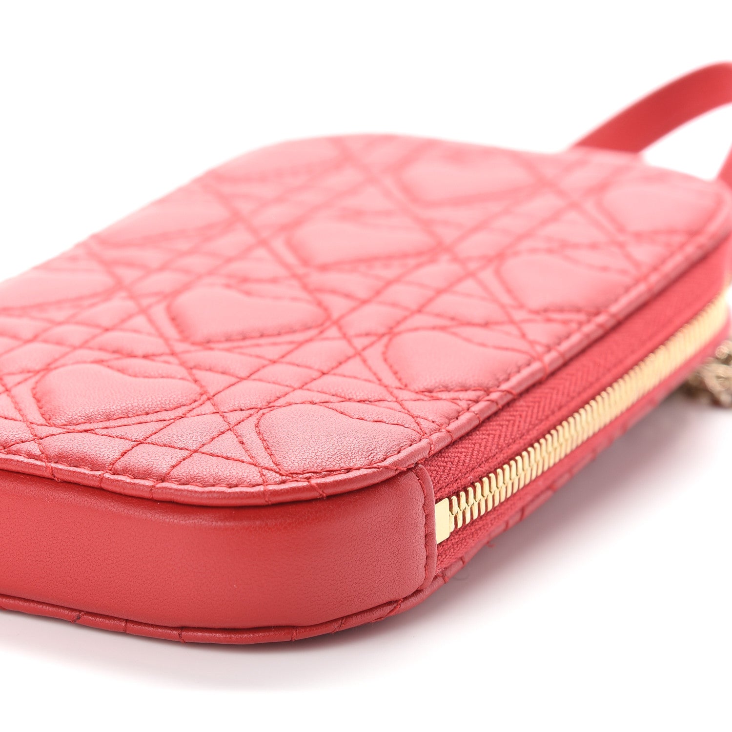 Christian Dior Lambskin Cannage Dioramour Lady Dior Phone Holder Bright Red 8 of 8