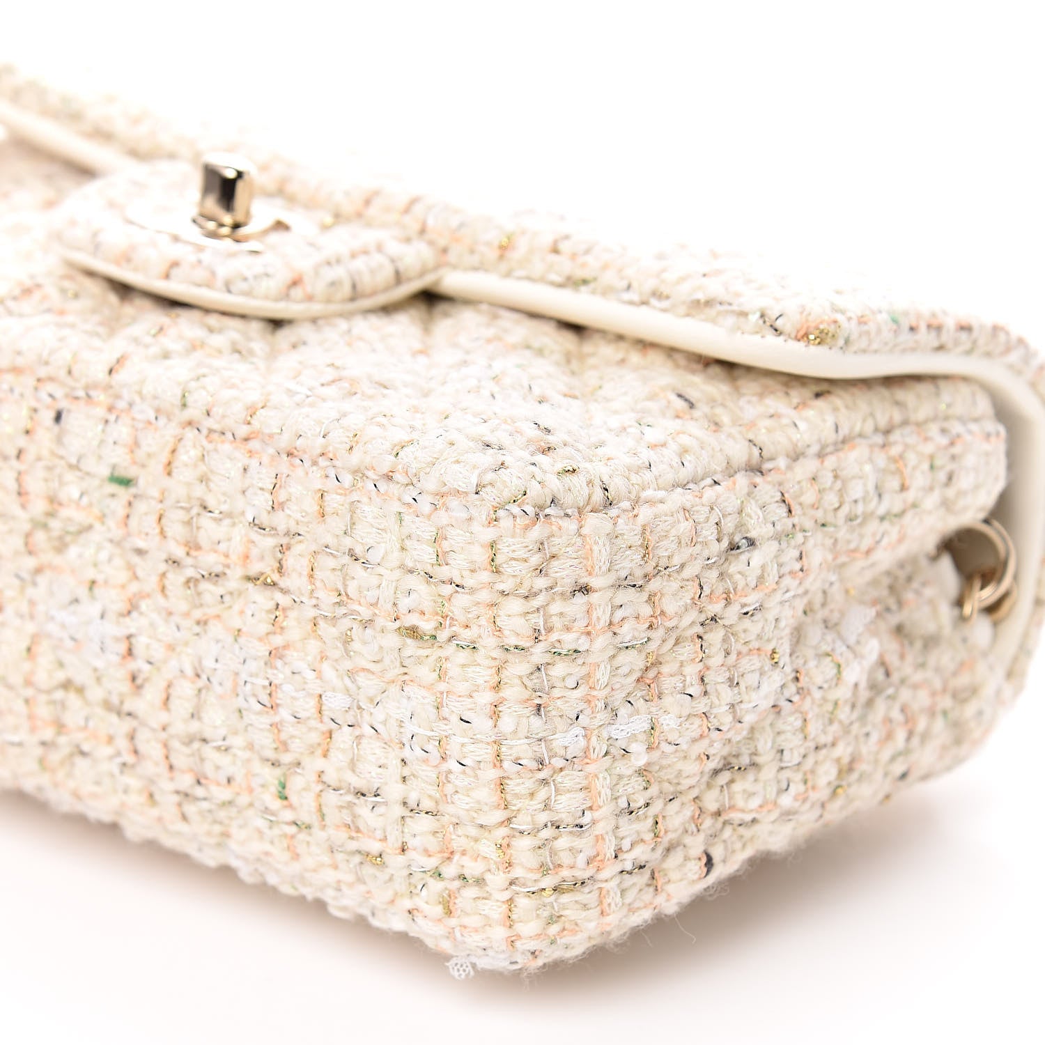 Chanel Tweed Quilted Mini Rectangular Flap Off White 9 of 10
