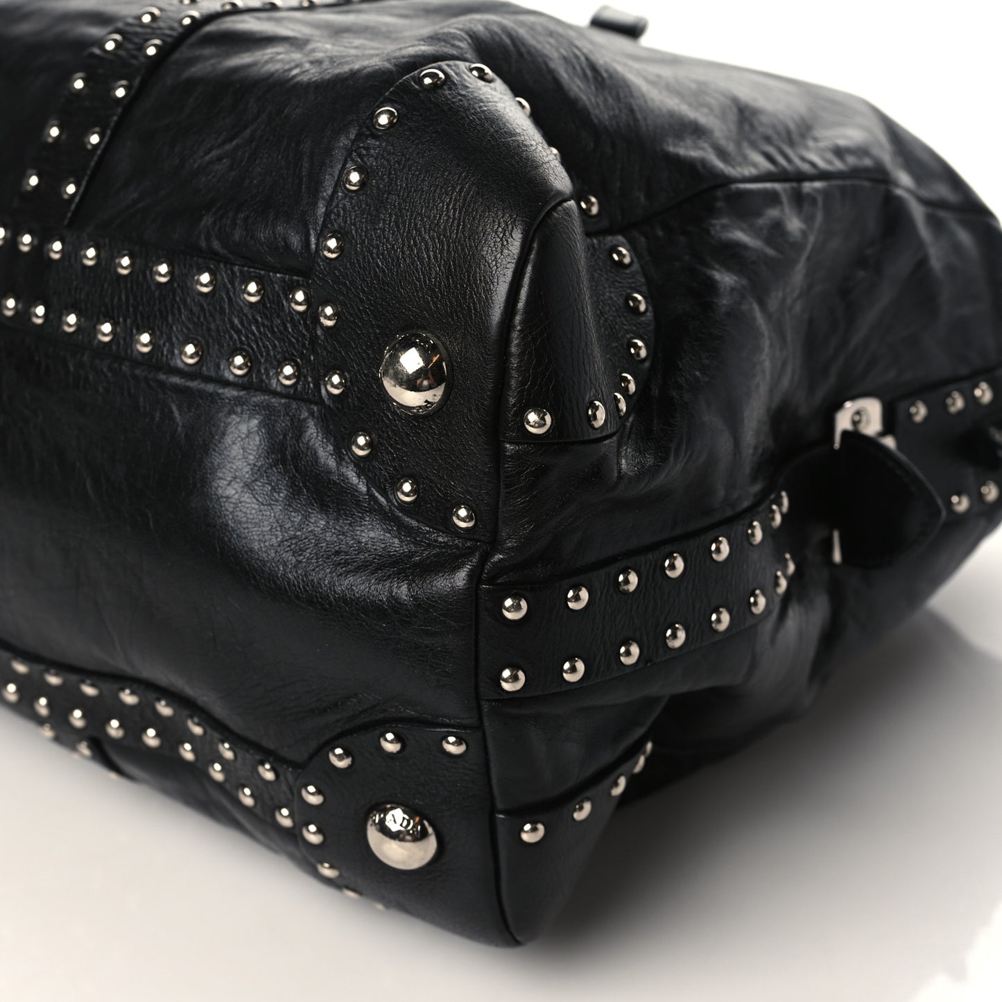 Soft Calf Studded Large Trunk Bag Black
