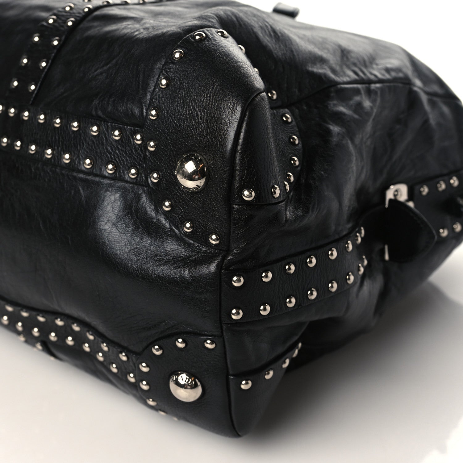 Prada Soft Calf Studded Large Trunk Bag Black 9 of 9