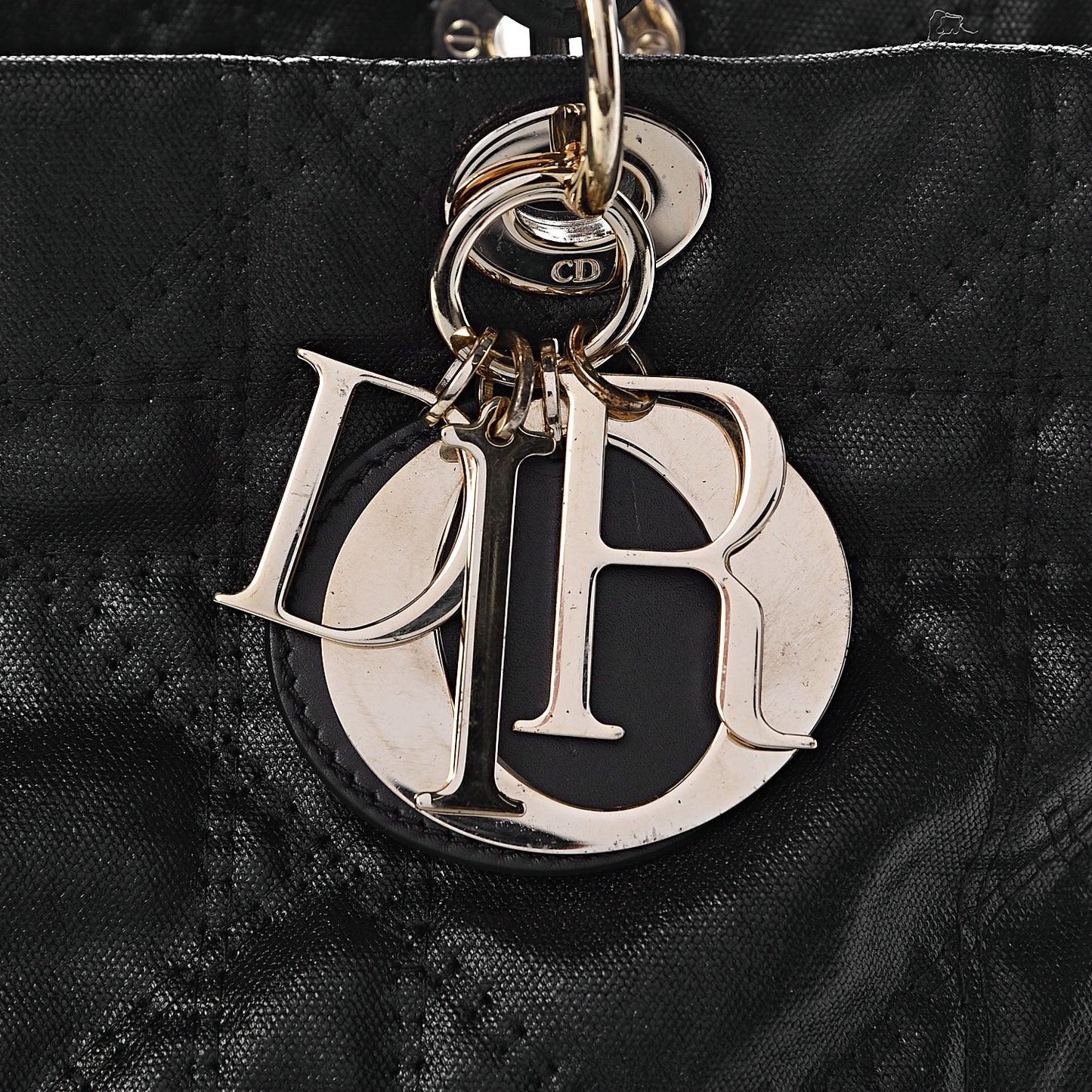 Coated Canvas Cannage Large Dior Soft Shopping Tote Black