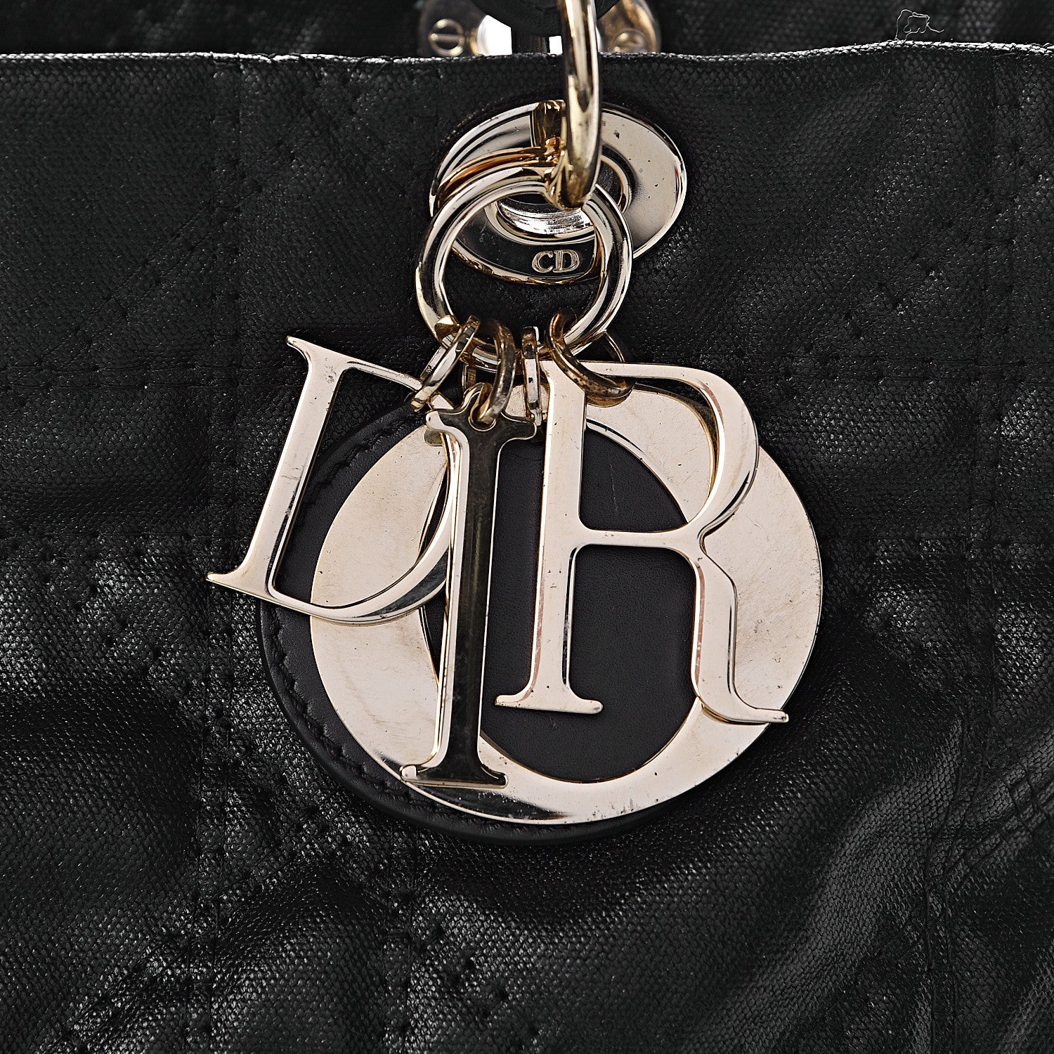 Christian Dior Coated Canvas Cannage Large Dior Soft Shopping Tote Black 8 of 10