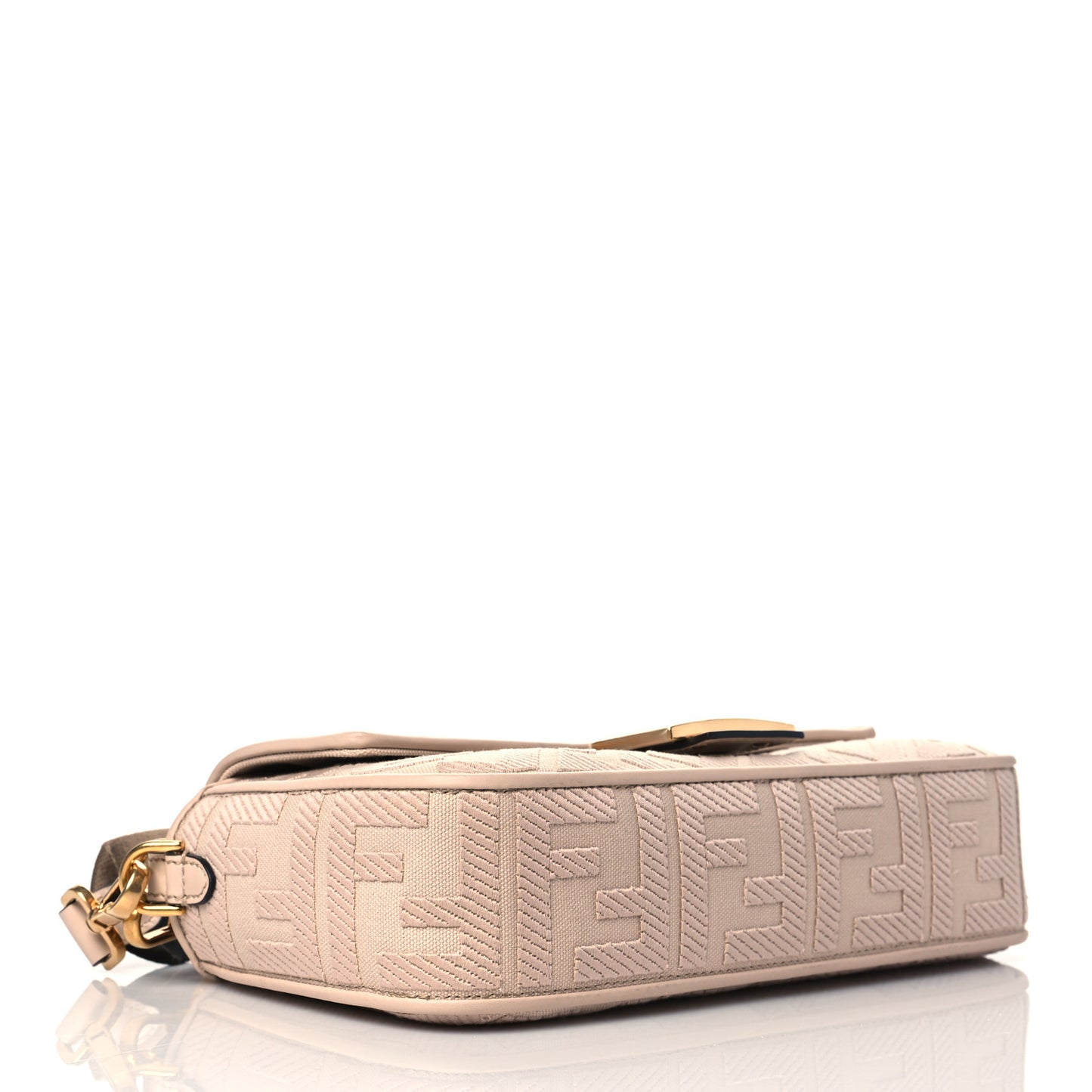 Canvas Vitello King Bi-Color Strap FF Embroidered Baguette Poudre