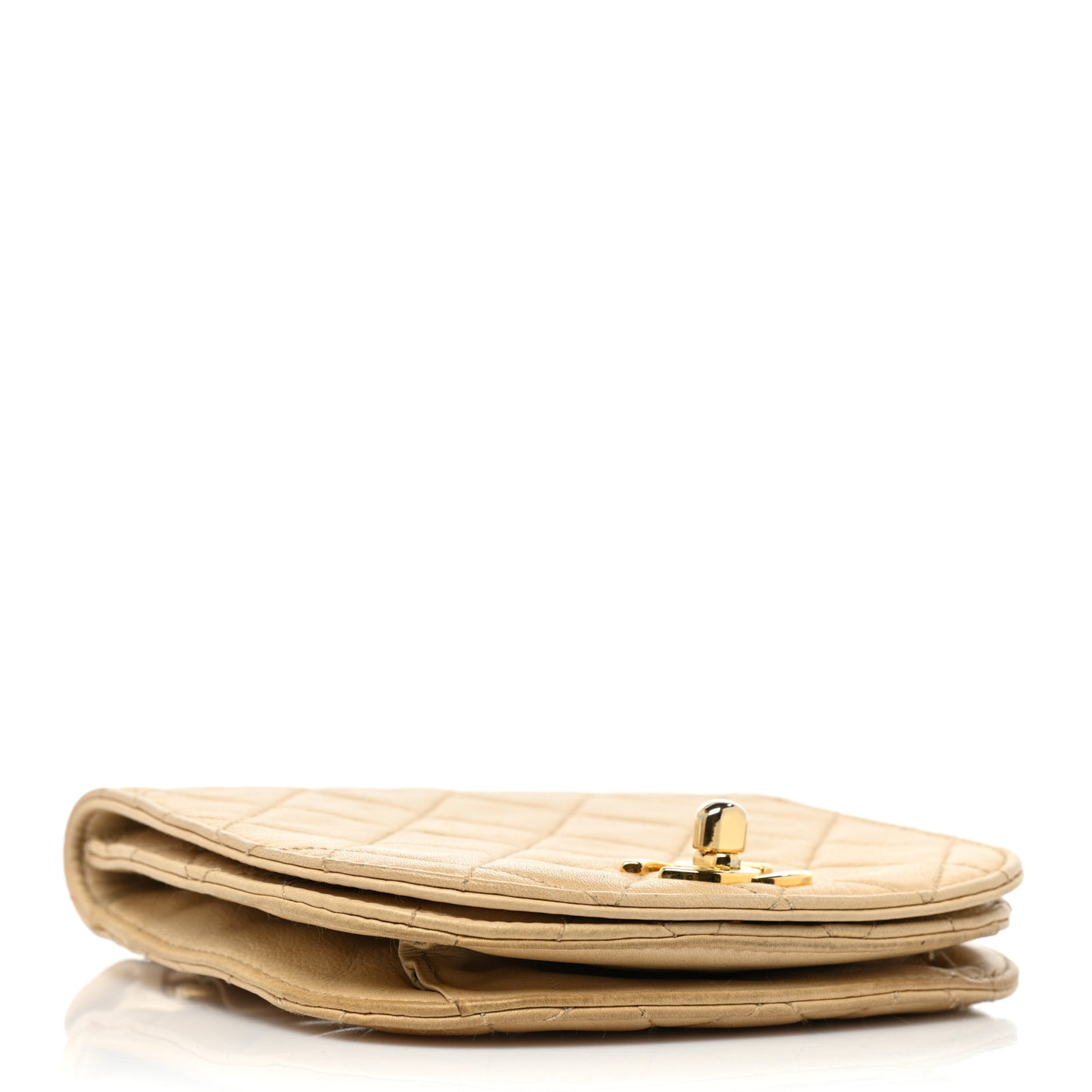 Lambskin Quilted Flap Waist Belt Bag 75 30 Beige