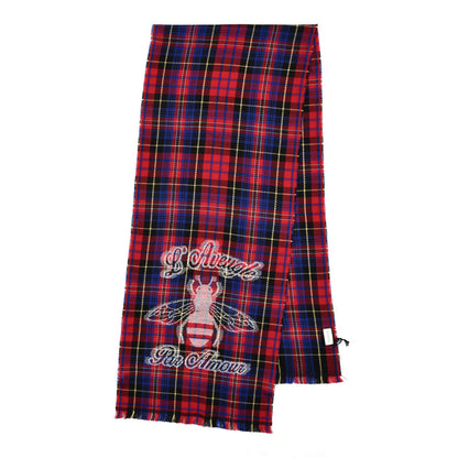 Gucci Wool Plaid L'Aveugle Par Amour Scarf Red 2 of 5
