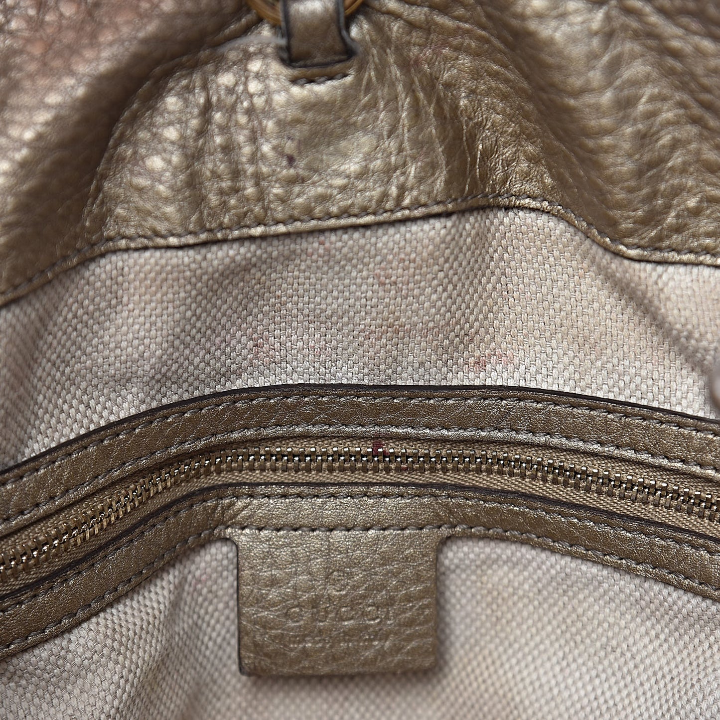 Metallic Pebbled Calfskin Medium Soho Chain Shoulder Bag Golden Beige