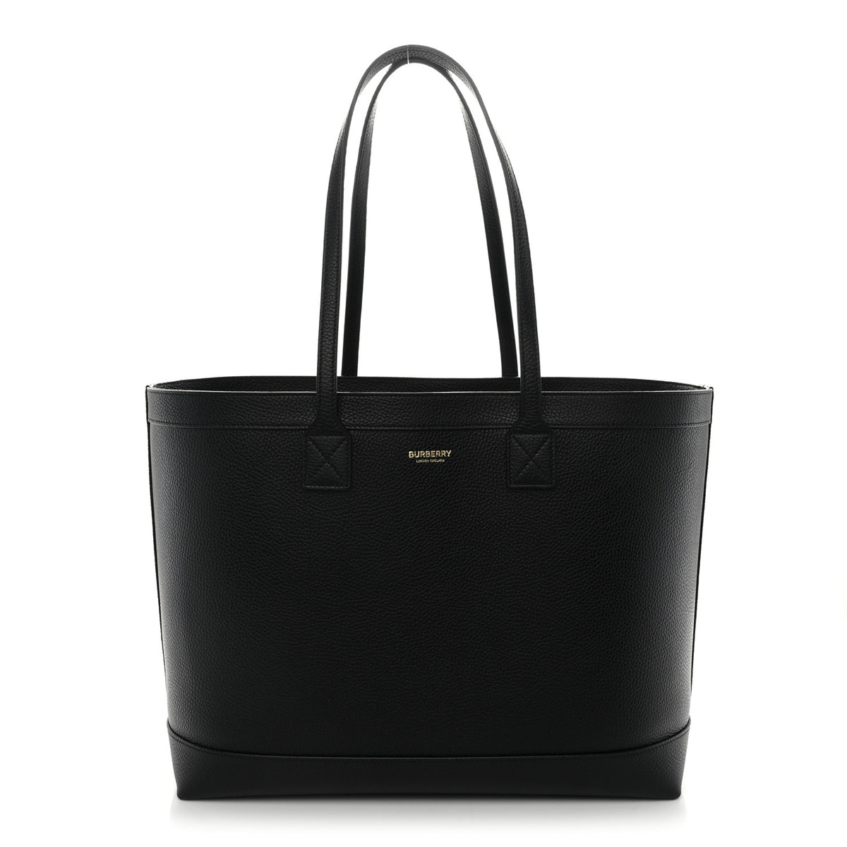 Grainy Calfskin Medium London Tote Bag Black