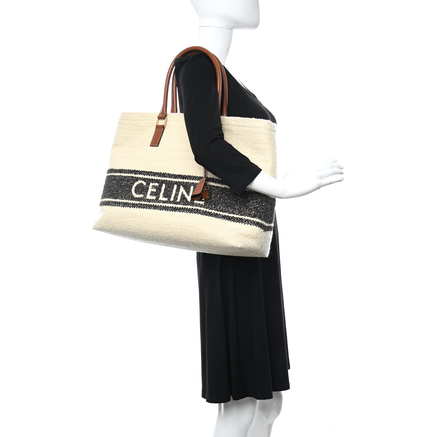 Celine Plein Soleil Horizontal Cabas Natural Tan Black 2 of 9