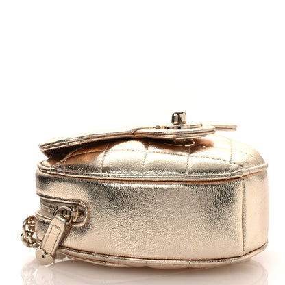 Chanel Metallic Lambskin Quilted CC In Love Heart Clutch With Chain Gold 4 of 12