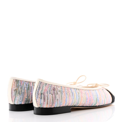 Chanel Tweed Grosgrain Cap Toe Ballerina Flats 36 Iridescent Multicolor 4 of 18