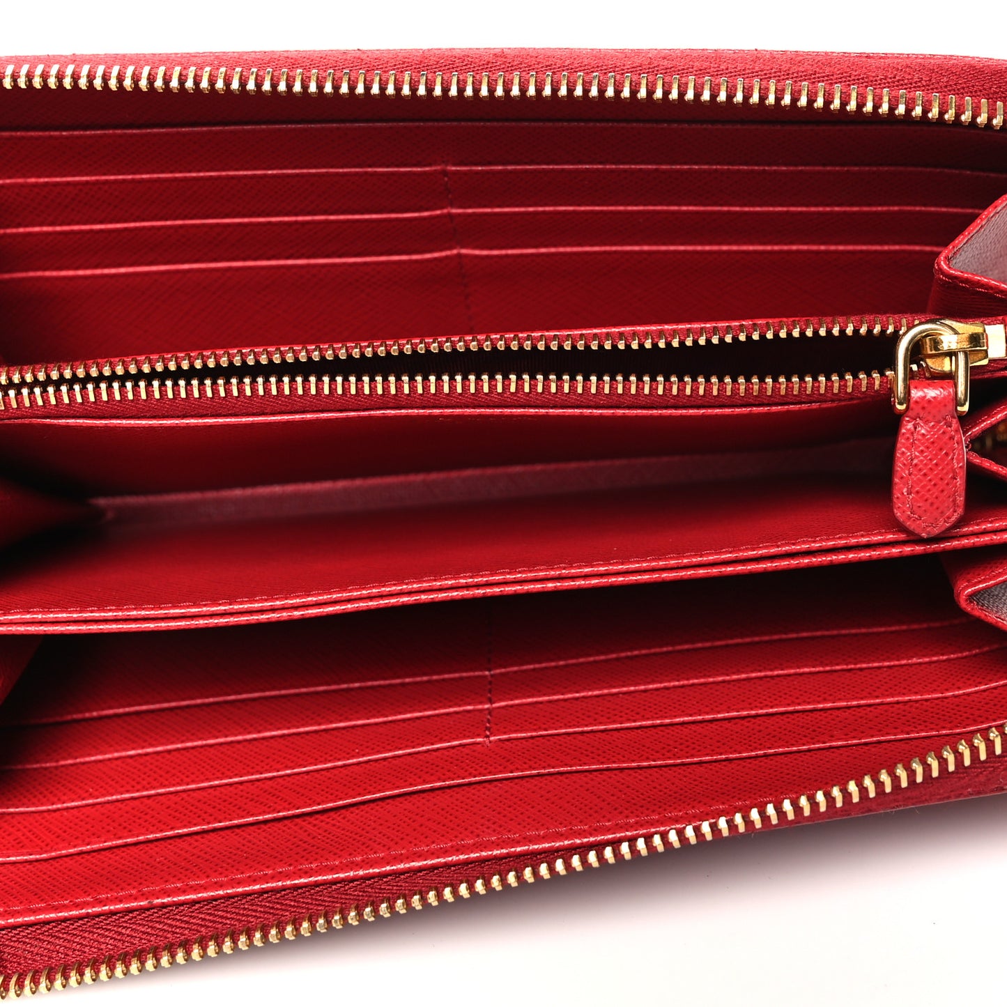 Saffiano Metal Zip Around Wallet Fuoco