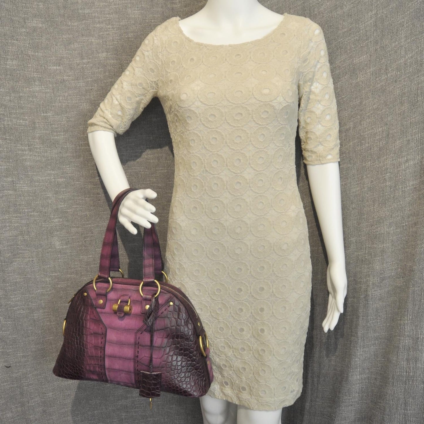 Leather Crocodile Embossed Small Muse
