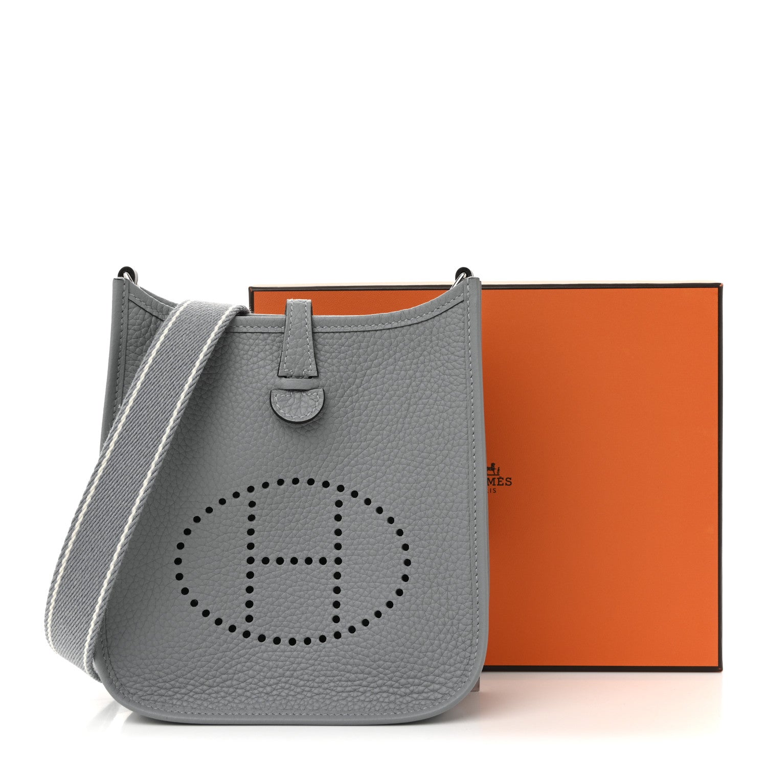 Hermes Taurillon Clemence Amazone Evelyne TPM Gris Pantin White 11 of 11