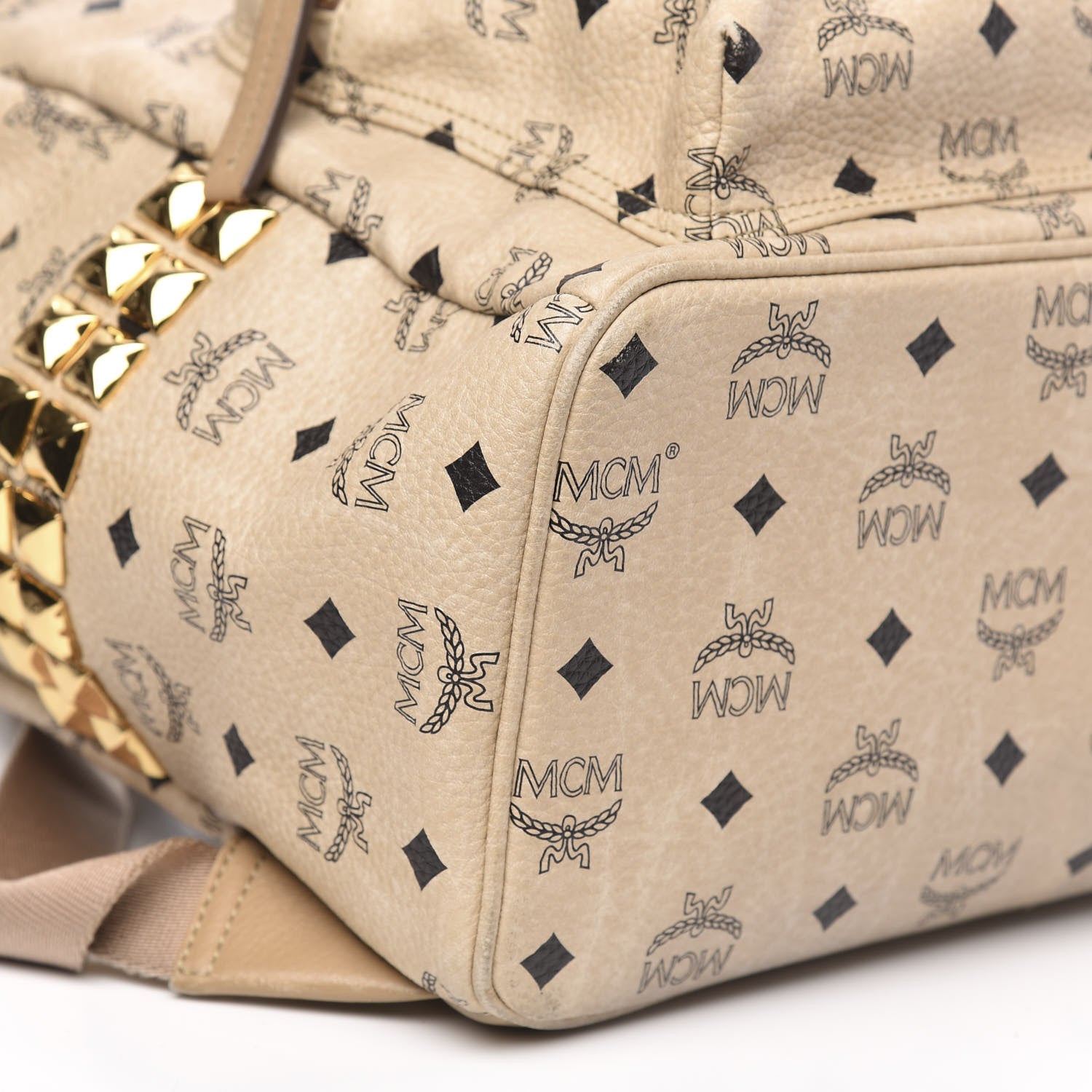 MCM Visetos Large Side Studs Stark Backpack Beige 7 of 10