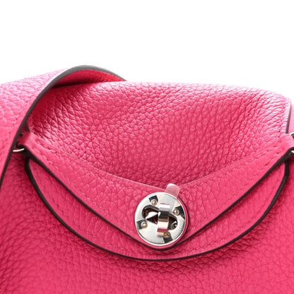 Hermes Taurillon Clemence Mini Lindy 20 Rose Shocking 9 of 12