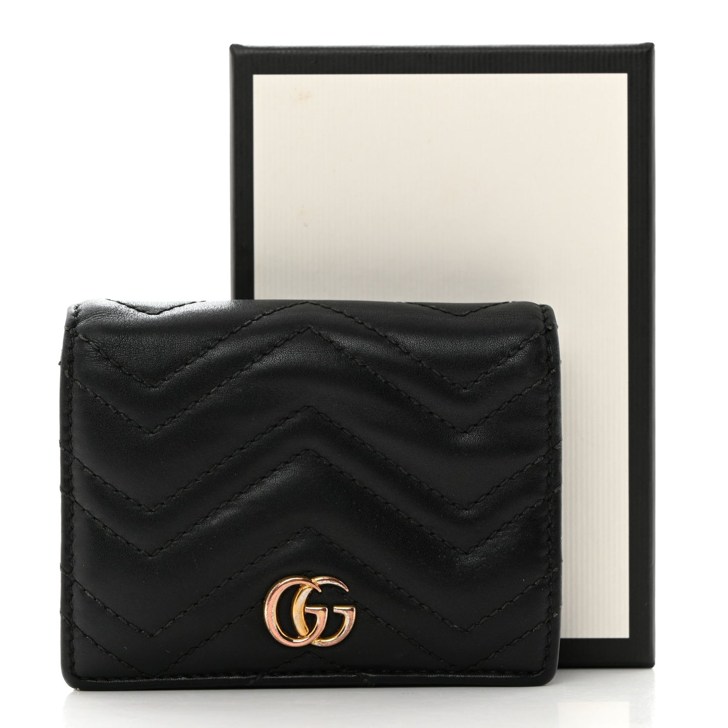 Calfskin Matelasse GG Marmont Card Case Black