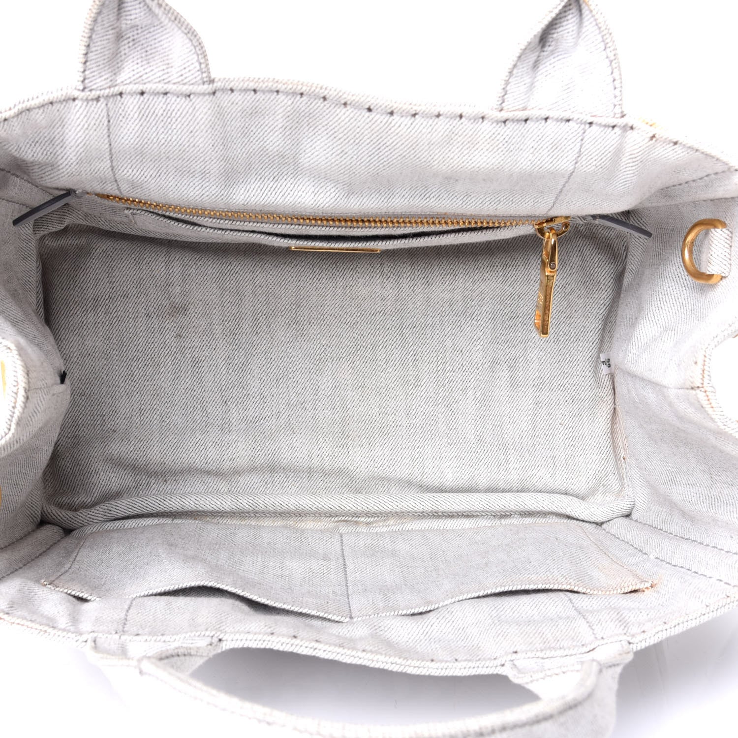 Prada Denim Small Logo Tote Bianco 4 of 5