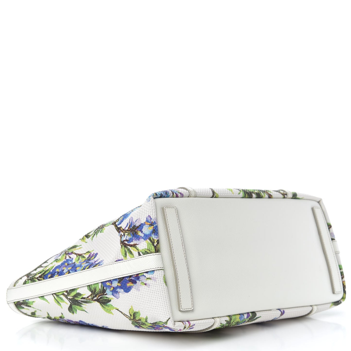 Woven Canvas Floral Print Small Escape Tote White Multicolor