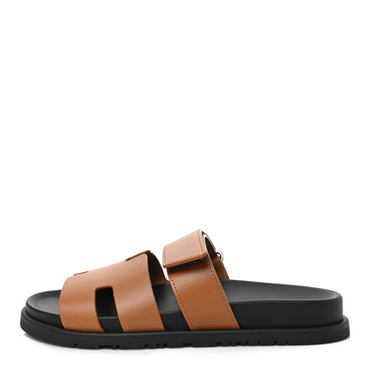 Hermes Calfskin Womens Chypre Sandals 39 Natural 1 of 9