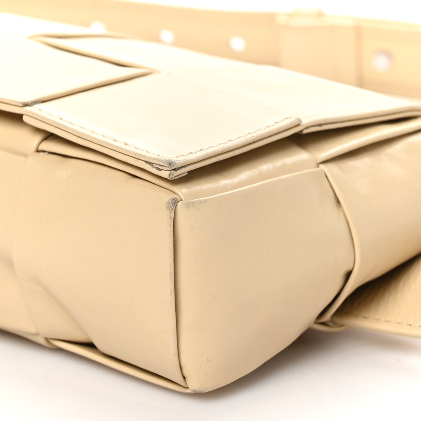 Paper Calfskin Intrecciato Cassette Belt Bag Porridge