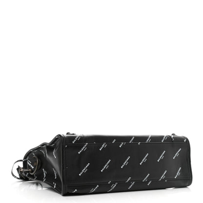 Balenciaga Veau Allover Logo Classic Hardware S City Black White 4 of 11