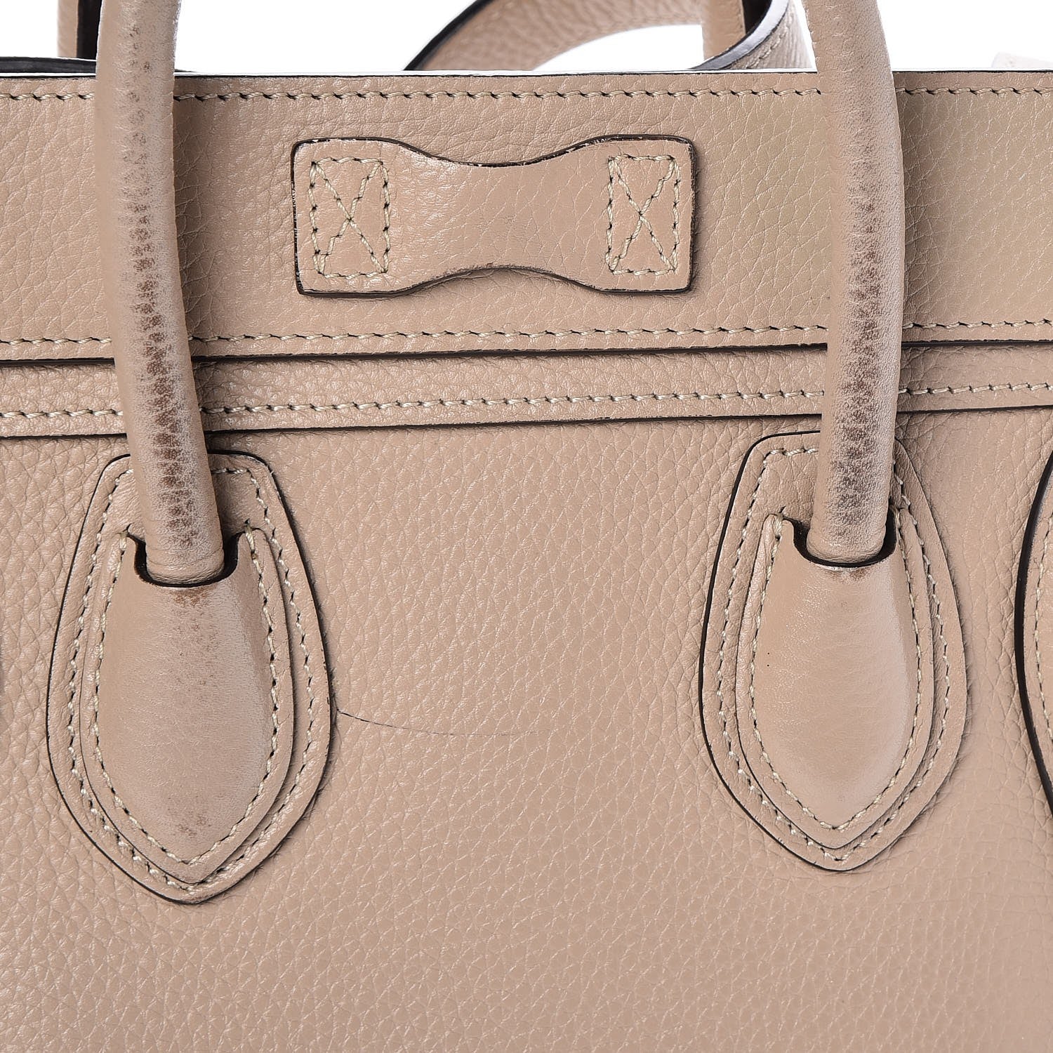 Celine Drummed Calfskin Nano Luggage Dune 9 of 11