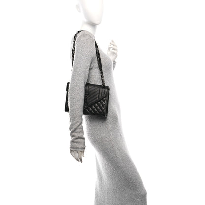 Saint Laurent Grain De Poudre Textured Mixed Matelasse Triquilt Medium Monogram Monochrome Satchel Black 3 of 22