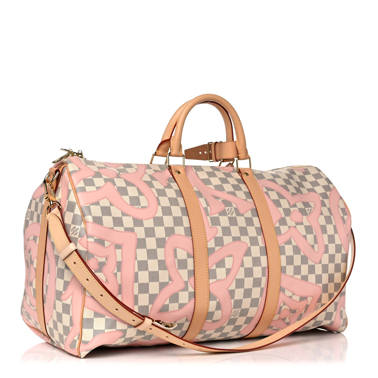 Louis Vuitton Damier Azur Tahitienne Keepall Bandouliere 50 Rose Ballerine 3 of 14