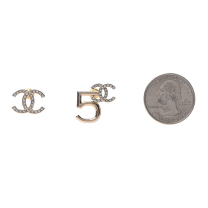 Chanel Crystal CC No 5 Earrings Gold 2 of 4