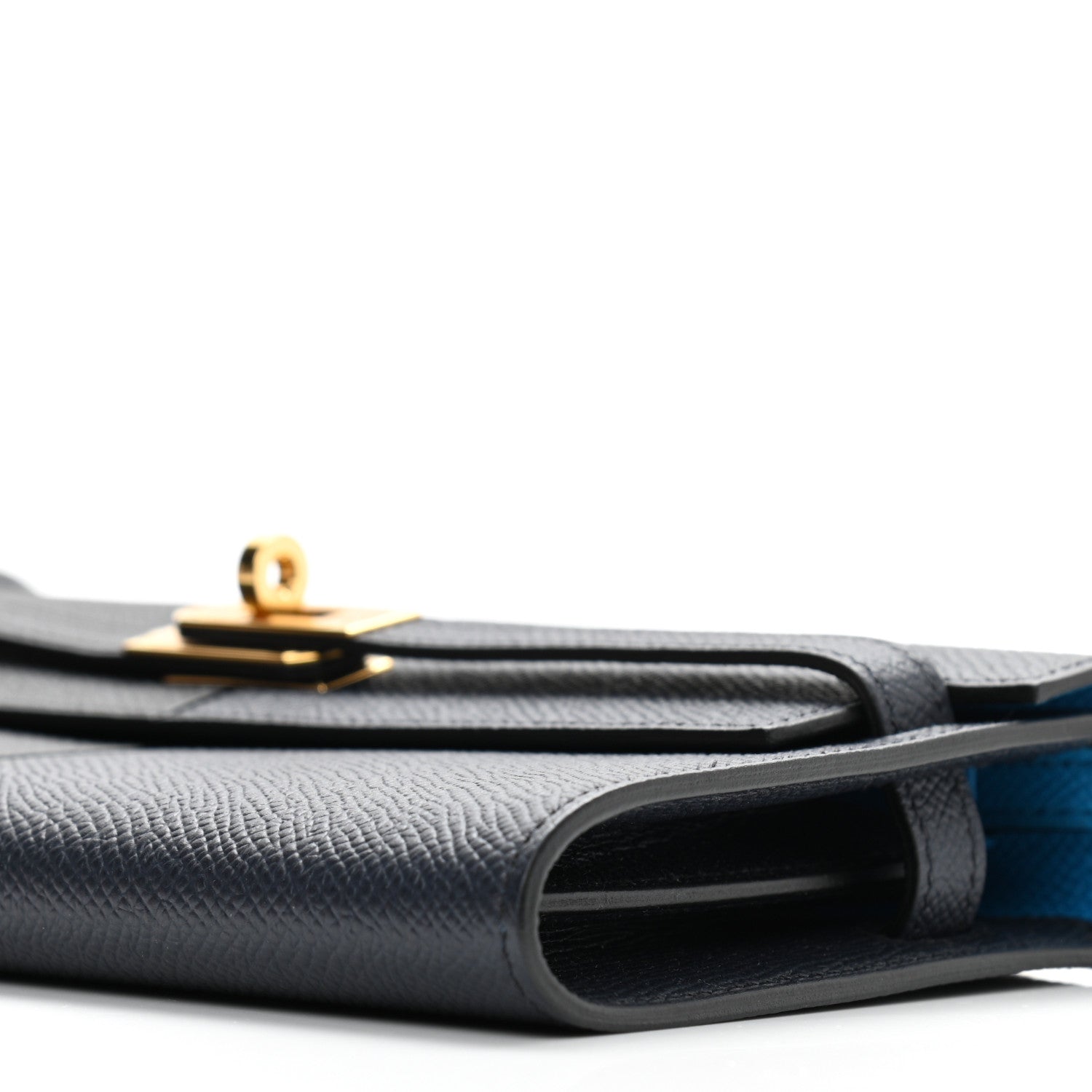 Hermes Epsom Casaque Kelly Wallet To Go Black Bleu Indigo Bleu Frida 10 of 11