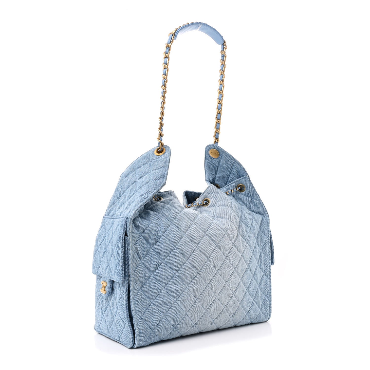 Chanel Washed Denim Quilted Medium Chanel 25 Handbag Blue 4 of 13