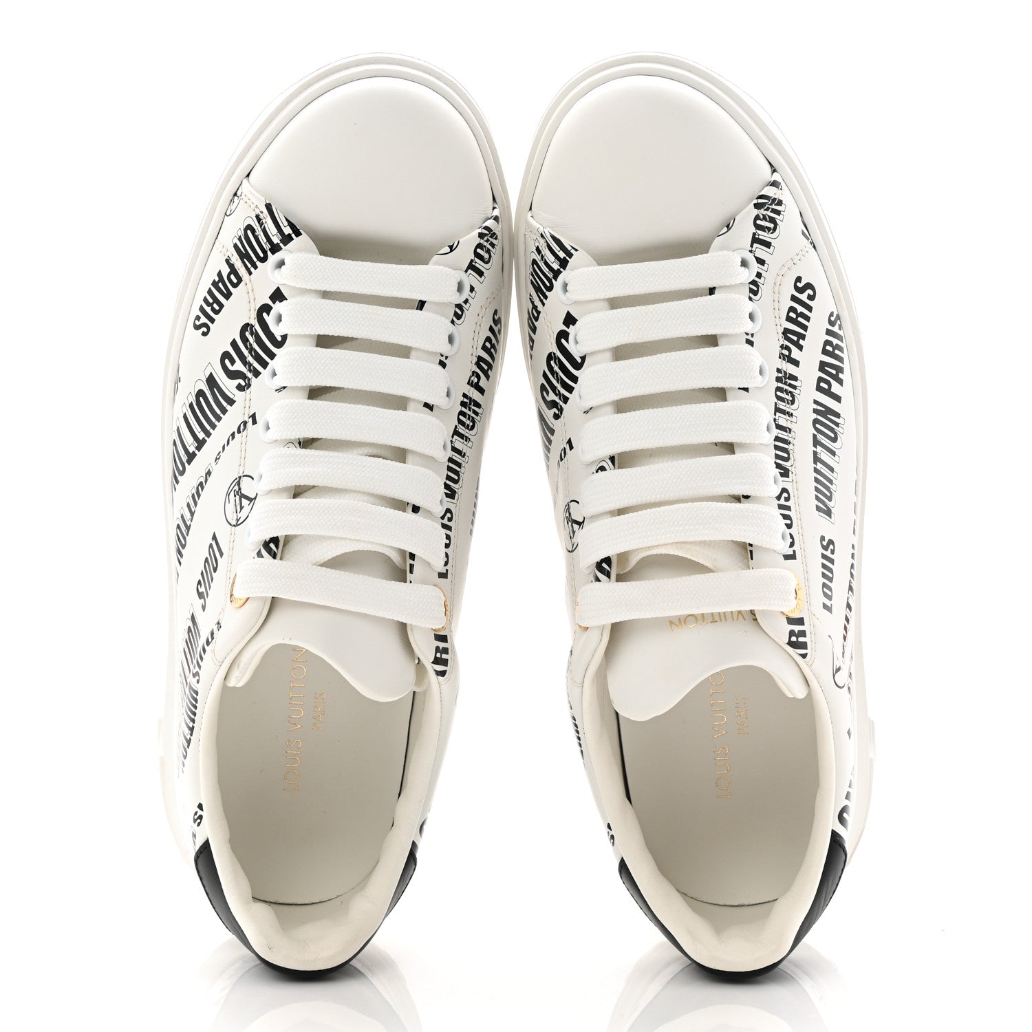 Louis Vuitton Calfskin Printed Time Out Trainer Sneakers 37 White 5 of 10