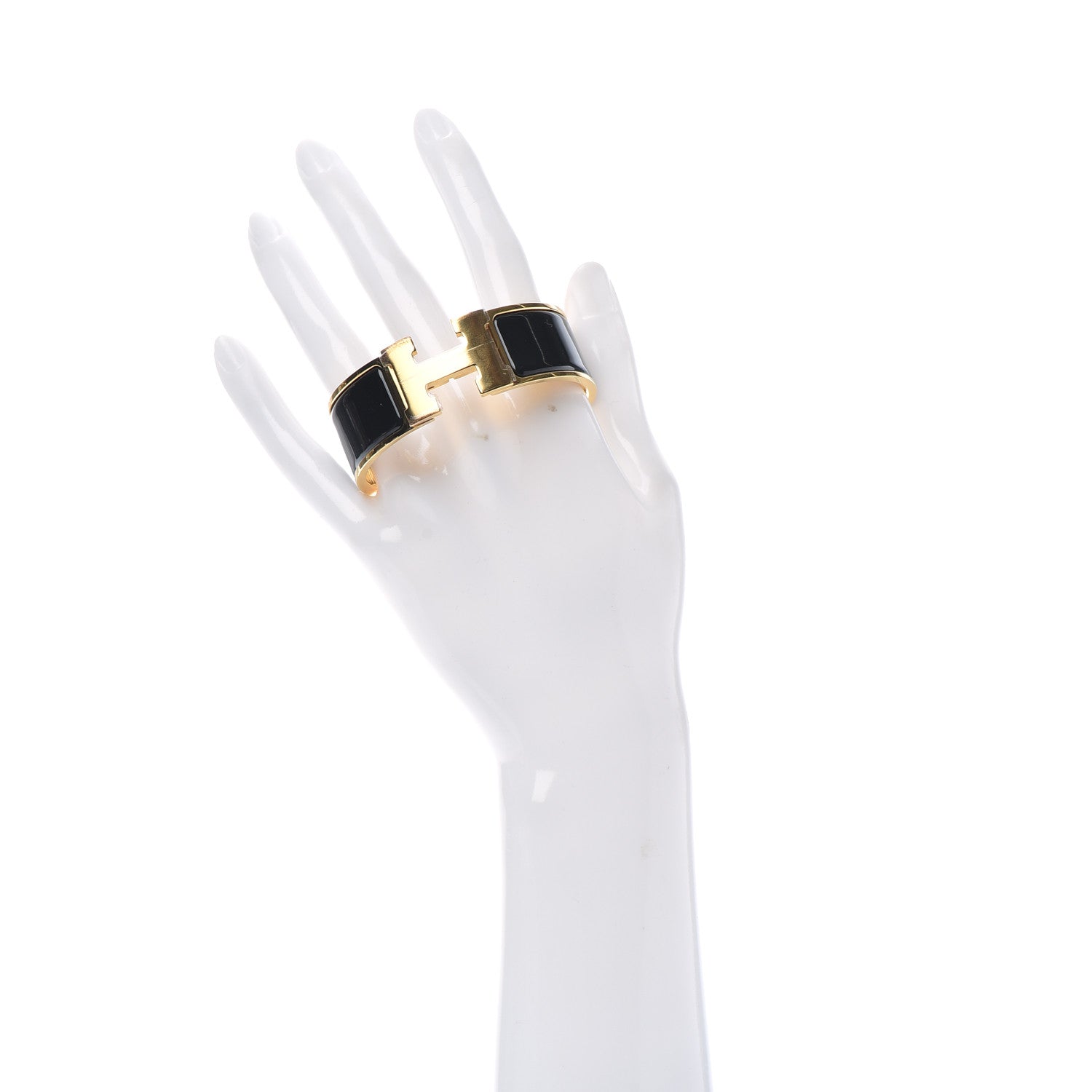 Hermes Enamel Wide Clic Clac H Bracelet GM Black 2 of 4