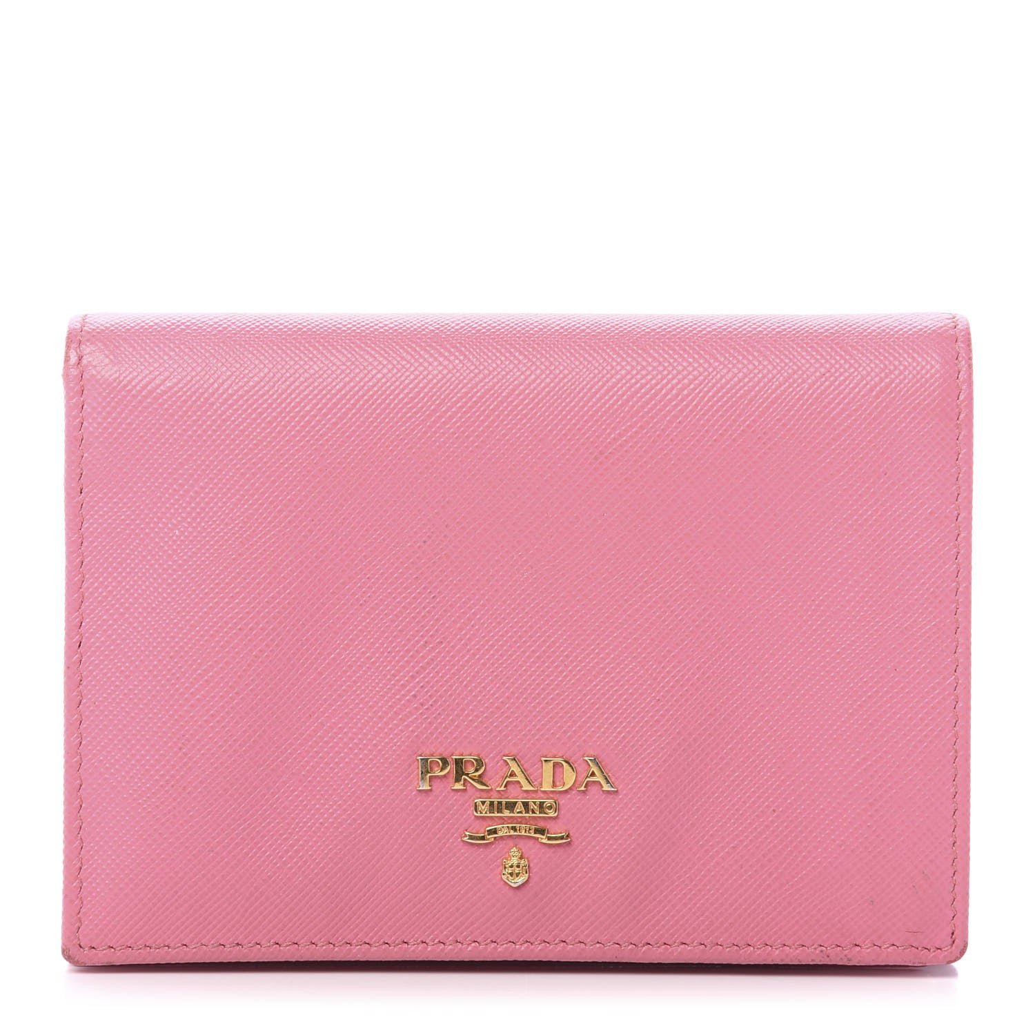 Prada Saffiano Metal Bi-Fold Wallet Begonia 1 of 9