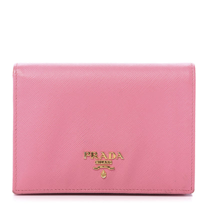 Prada Saffiano Metal Bi-Fold Wallet Begonia 1 of 9
