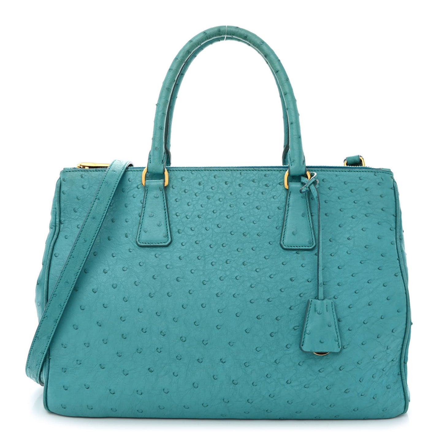 Ostrich Medium Galleria Double Zip Tote Turchese