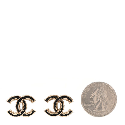 Chanel Enamel CC Baroque Earrings Light Gold 2 of 4